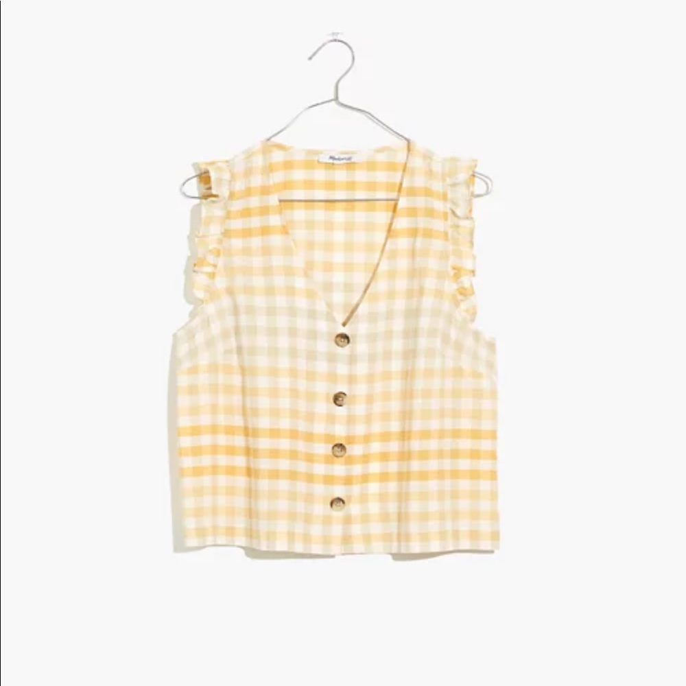 Madewell Ruffle Button-front Tank in Ombré Gingham